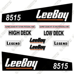 Fits LeeBoy 8515 Asphalt Paver Decals (Black Version)