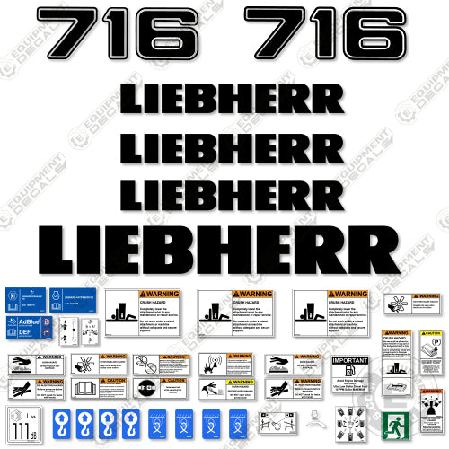 Fits Liebherr 716 Dozer Exterior Decal Kit – Equipment Decals