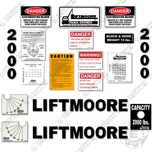 Fits Liftmoore 2000 Decal Kit Crane Truck