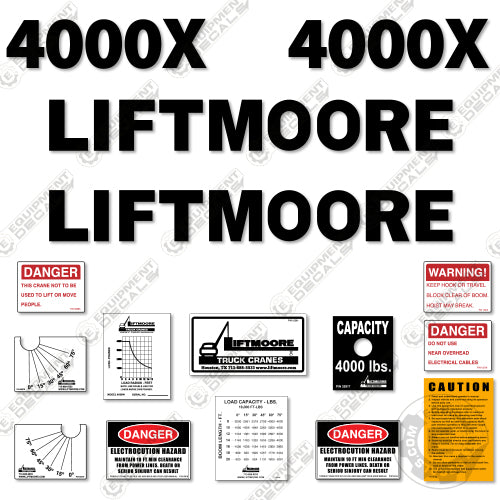 Fits Liftmoore 4000X Decal Kit Crane Truck