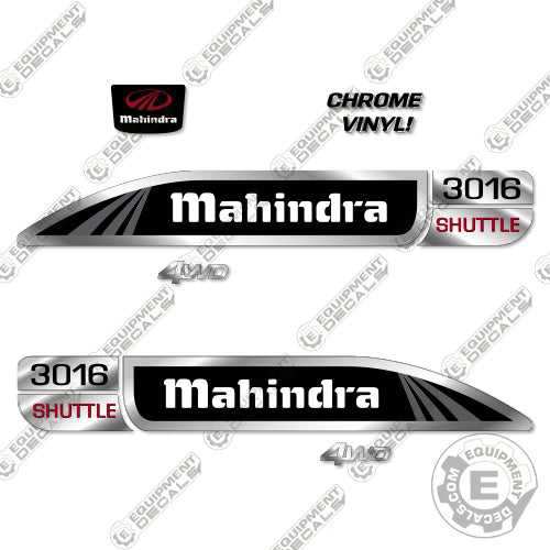 Fits Mahindra 3016 Decal Kit Tractor (Chrome/Black)
