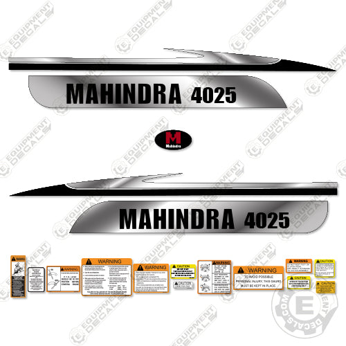 Fits Mahindra 4025 Decal Kit Tractor (Metallic Silver/Black)