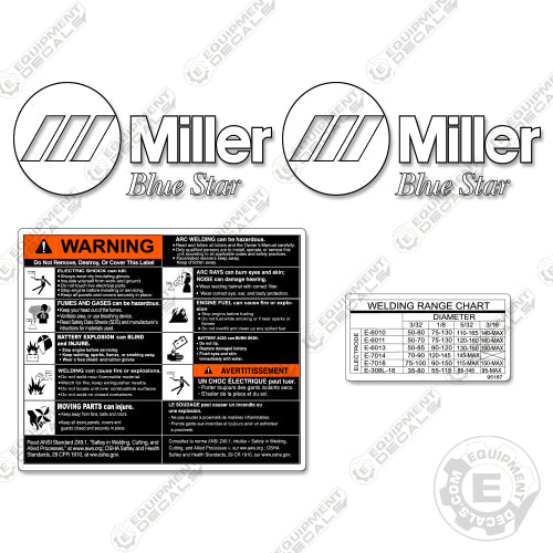 Fits Miller Blue Star 6000 Decal Kit Generator Welder