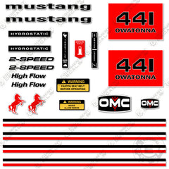 Fits OMC Mustang 441 Decal Kit Skid Steer