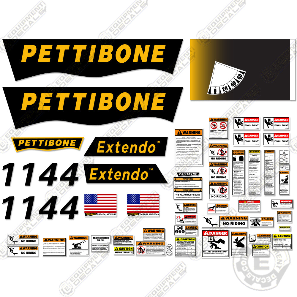 Warning Decals Telehandler Fits Pettibone 1144 Decal Kit Full Set Telehandler – Equipment Decals