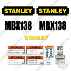 Fits Stanley MBX-138 Decal Kit Hydraulic Hammer