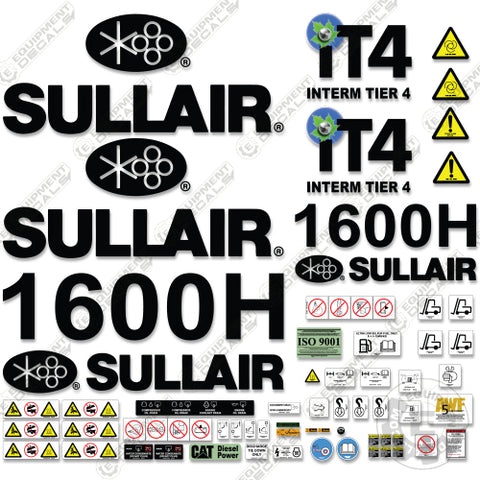 Fits Sullair 1600H Tier 4 Decal Kit Air Compressor