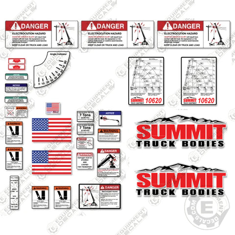 Fits Summit 10620 Decal Kit Crane Truck