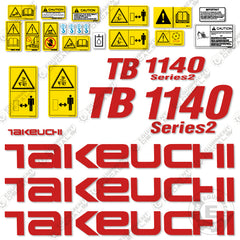 Fits Takeuchi TB1140 Decal Kit (Series II) Excavator