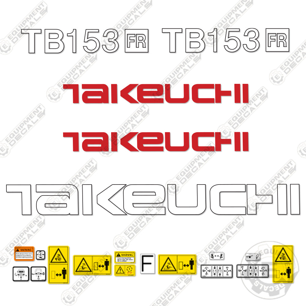 Fits Takeuchi TB153FR Decal Kit Mini Excavator