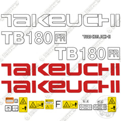 Fits Takeuchi TB180FR Decal Kit Mini Excavator