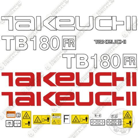 Fits Takeuchi TB180FR Decal Kit Mini Excavator