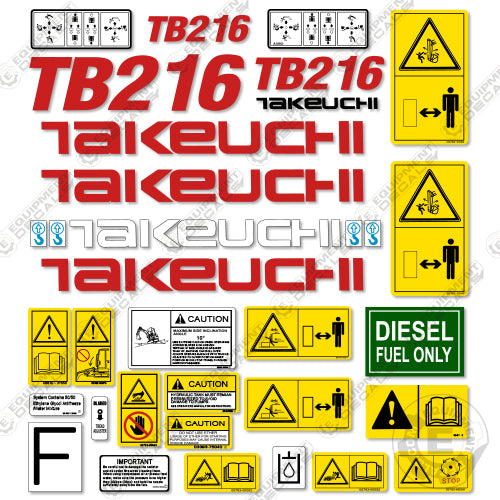 Fits Takeuchi TB216 Decal Kit Mini Excavator