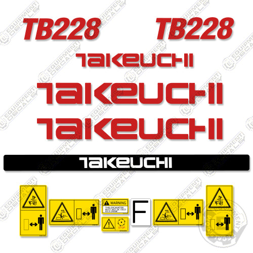 Takeuchi TB290 Mini Excavator Decal Kit – Full Set Of Equipment Decals (Aftermarket)