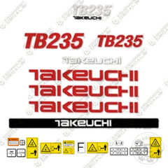 Fits Takeuchi TB 235 Mini Excavator Decals Equipment Decals TB235 TB-235