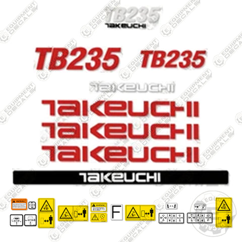 Fits Takeuchi TB 235 Mini Excavator Decals Equipment Decals TB235 TB-235