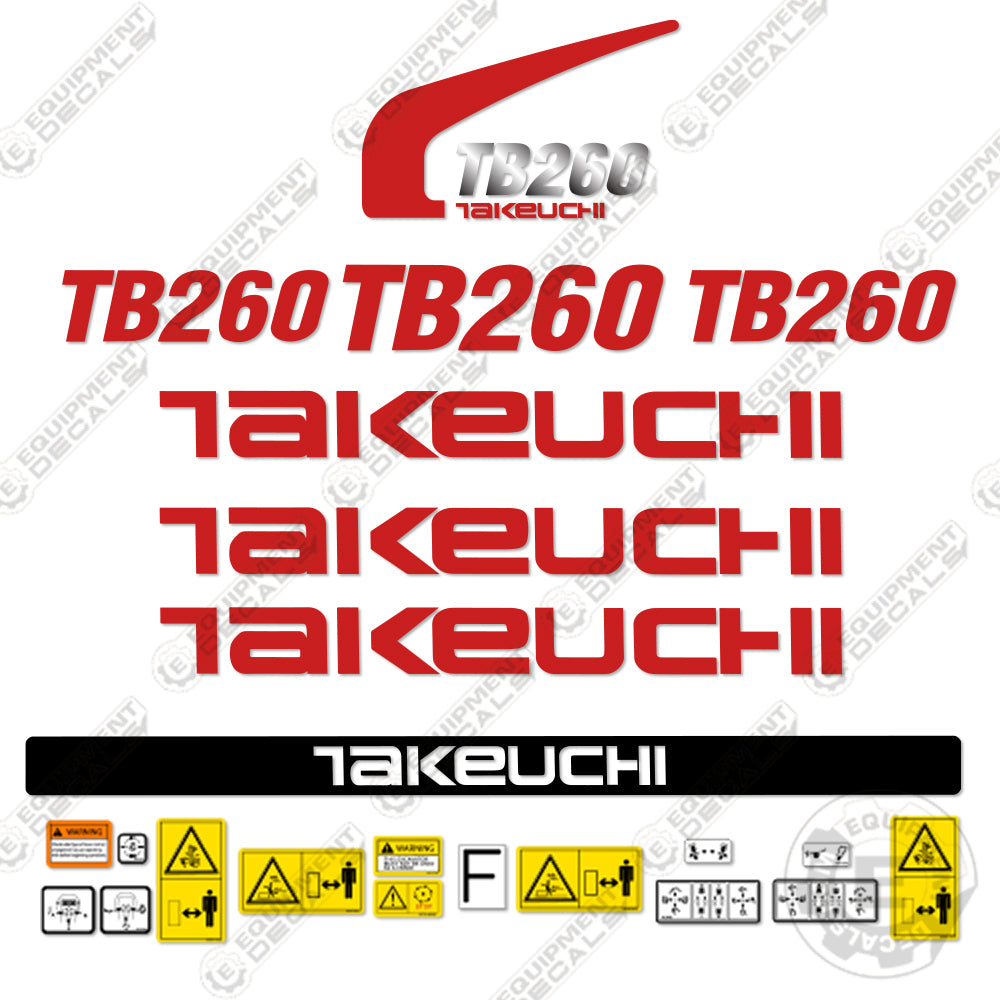 Fits Takeuchi TB 260 Decal Kit Mini Excavator
