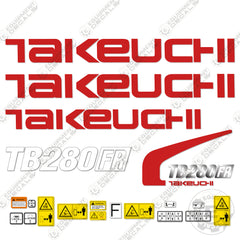 Fits Takeuchi TB 280 FR Decal Kit Mini Excavator (Newer Style)