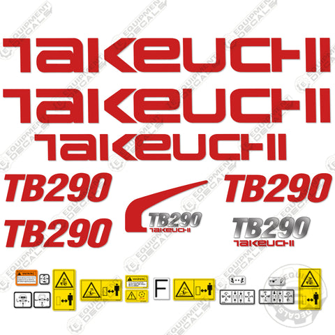 Fits Takeuchi TB 290 Mini Excavator Decals Equipment Decals