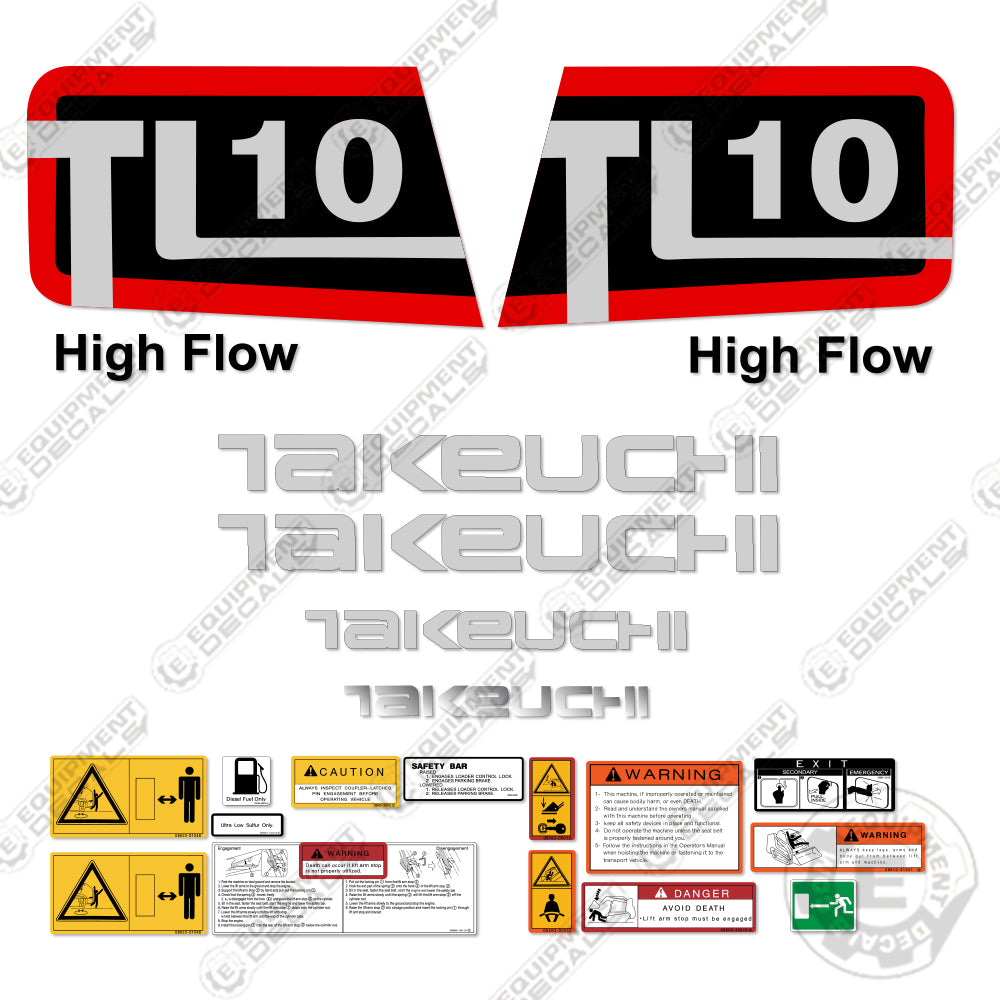 Fits Takeuchi TL10 Decal Kit Skid Steer Loader