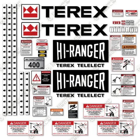 Fits Terex TL41M Hi-Ranger Decal Kit Aerial Device