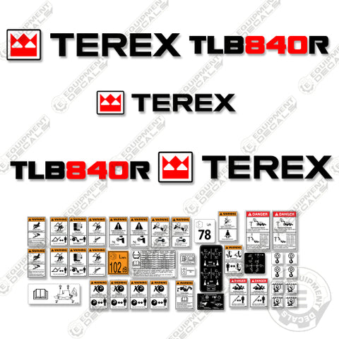 Fits Terex TLB840R Backhoe Loader Decal Kit With Safety Stickers