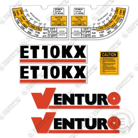 Fits Venturo ET10KX Decal Kit for Crane Truck