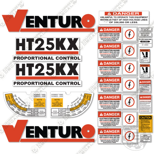 Fits Venturo HT25KX Decal Kit for Crane Truck