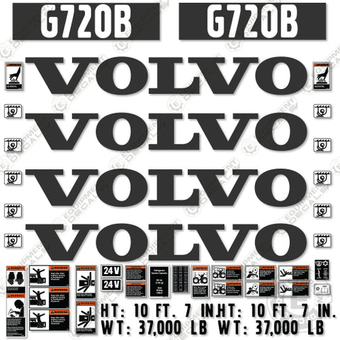 Fits Volvo G720B Decal Kit Motor Grader - Scraper