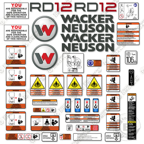 Fits Wacker Neuson RD12 Decal Kit Roller