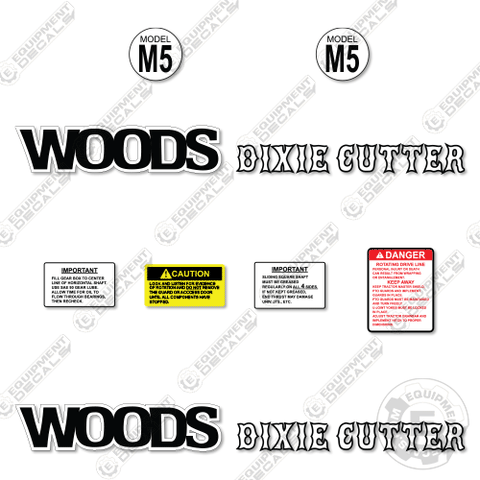 Fits Woods M5 Dixie Cutter Decal Kit Rotary Cutter